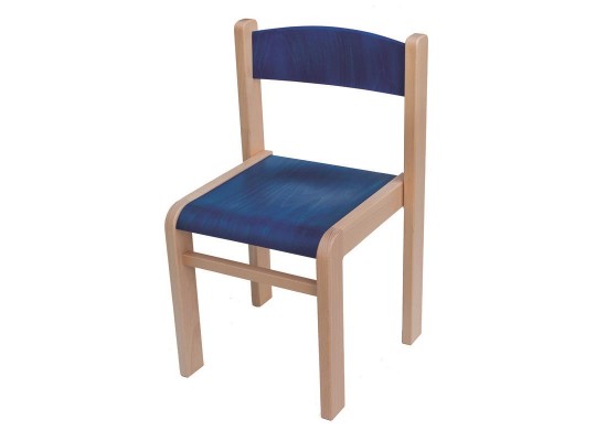 Dětská stohovatelná židlička modrá tmavá výška sedu 420 mm - masiv buk + překližka buk