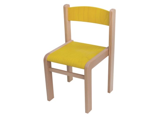 Dětská stohovatelná židlička žlutá výška sedu 35 cm - masiv buk + překližka buk