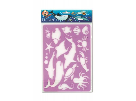 Koh-i-noor Šablona oceán - plastová průhledná 18,5 x 26, 5 cm