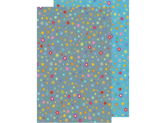 Barevný papír karton s barevnými hvězdami šedý / modrý 50 x 70 cm 300 g