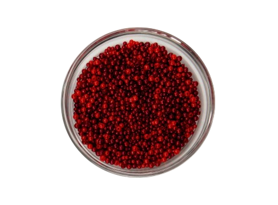 Korálky navlékací plastové/perly voskové červené 3-4 mm - 150 g