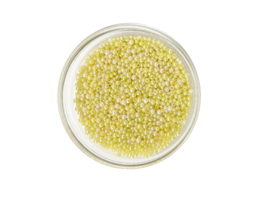 Korálky navlékací plastové/perly voskové žluté 3-4 mm - 150 g