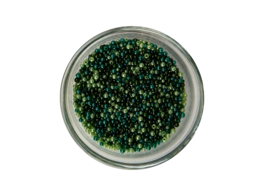 Korálky navlékací plastové/perly voskové zelené 3-4 mm - 150 g