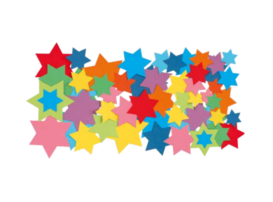 Kartonový výřez tvar k dekoraci Hvězdy mix barev - 60 ks