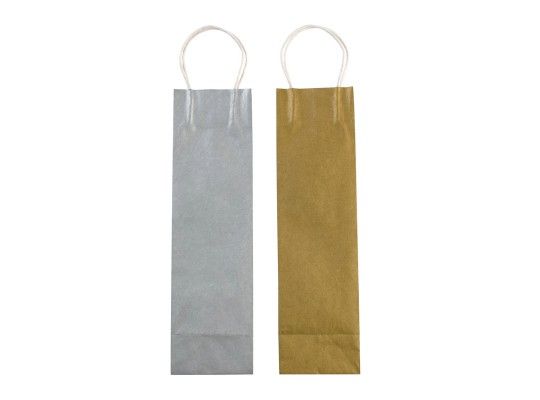 Papírová taška úzká stříbrná/zlatá 36x10x10cm 110g/m2-6ks