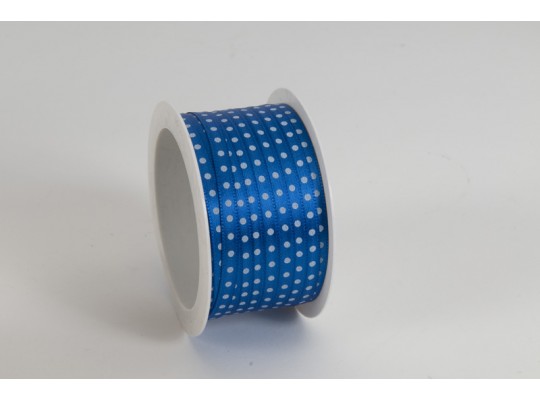 Stuha atlasová-potisk puntík-5mmx20m-modrá