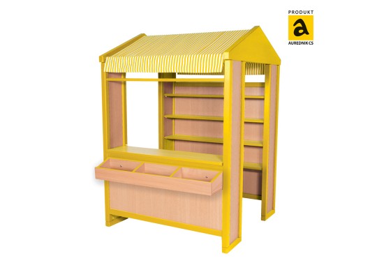 Dřevěný obchod pro děti žlutý Aurednik 1040x1500x1130mm masiv lamino dekor buk