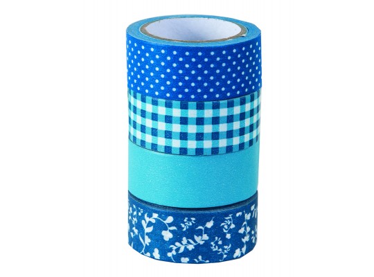 Papírová páska Washi Tape modrá 1,5cmx5m-4ks