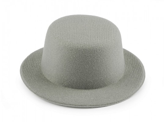 Dekorační klobouček z polyesteru šedý pr.13,5cm