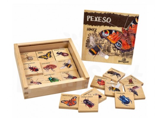 Pexeso klasické dřevěné naučné/edukační - Hmyz