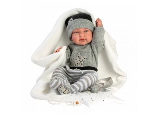 Llorens 84325 NEWBORN CHLAPEČEK - realistická panenka miminko s celovinylovým tělem-43cm