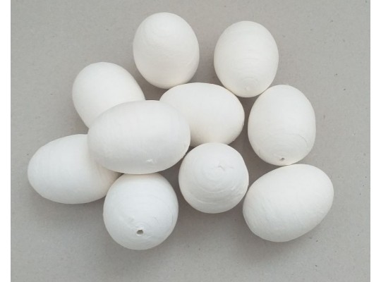 Vatové vejce velké bílé 5,8x4,4 cm - 10 ks