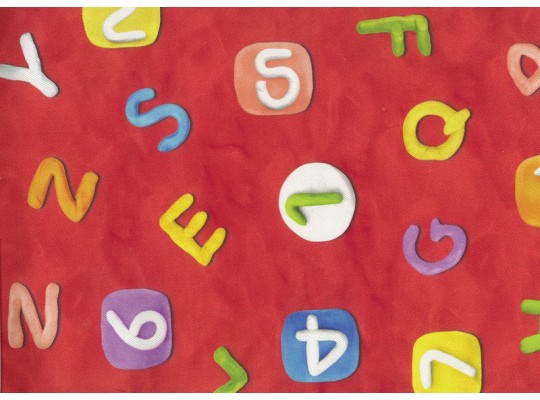 Dětské křesílko molitanové - PUR pěna bavlna abeceda červená