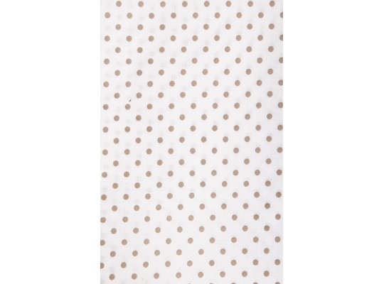 Dekorační bavlněná látka bílá š.150 x 100 cm potisk puntík světle hnědý - metráž