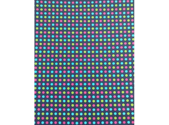 Dekorační bavlněná látka tmavě modrá š.150 cm potisk puntík barevný - metráž