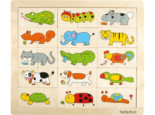 Dřevěné puzzle Beleduc Match&Mix Zvířata - 30 dílků