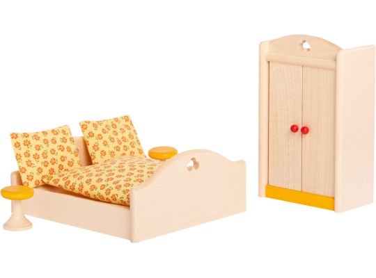 Dřevěný nábytek pro panenky ložnice 4ks