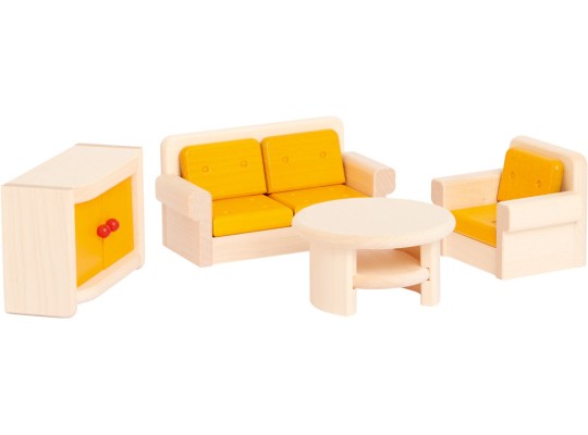 Dřevěný nábytek pro panenky obývací pokoj 4ks