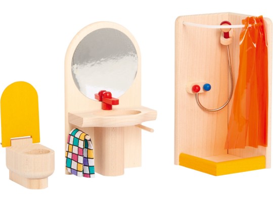 Dřevěný nábytek pro panenky koupelna 3ks