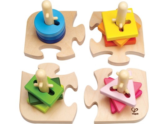 Dřevěné puzzle HAPE kreativní nasazovací-16 dílků