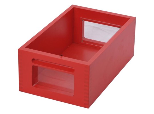 Úložný box dřevěný kontejner Aurednik 300x210x370 mm okno masiv buk červený