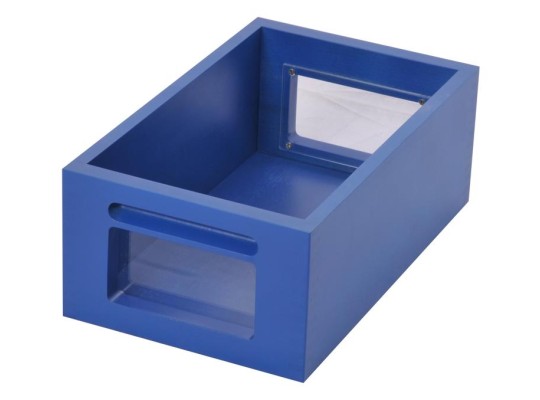 Úložný box dřevěný kontejner Aurednik 300x210x370 mm okno masiv buk modrý