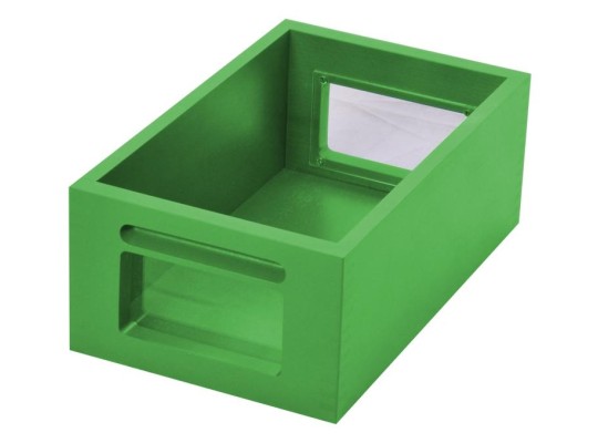 Úložný box dřevěný kontejner Aurednik 300x210x370 mm okno masiv buk zelený