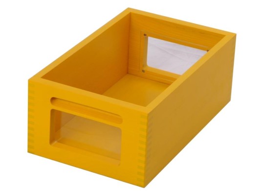 Úložný box dřevěný kontejner Aurednik 300x210x370 mm okno masiv buk žlutý