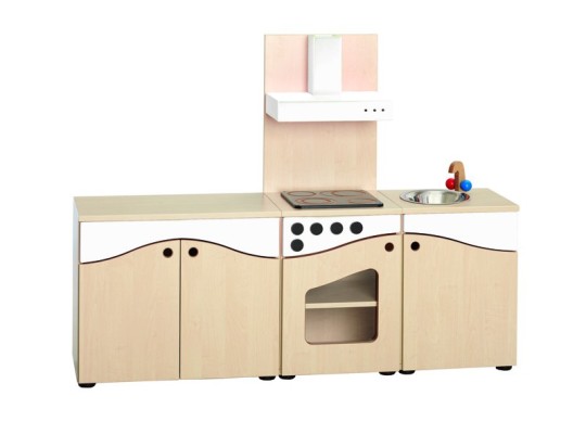 Dětská kuchyňka sestava Aurednik 1460x1100x380mm dřevěná lamino barevné dekor javor