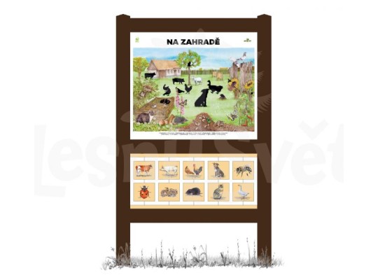 Informační tabule naučná dřevěná venkovní - Biotop L Zahrada - prvek edukační