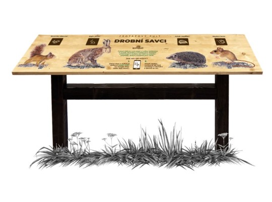 Informační tabule naučná dřevěná venkovní - Pult frotážový L Zvířata domácí - prvek edukační