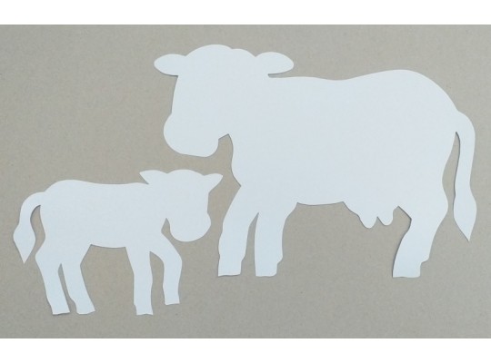 Kartonový výřez tvar k dekoraci Kráva a telátko 27x20/17x13cm-10ks