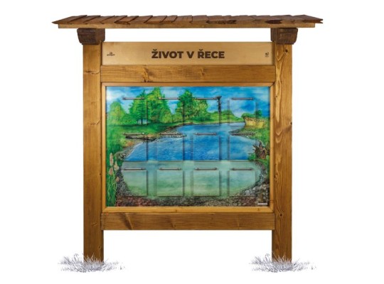 Informační tabule naučná dřevěná venkovní - Život ve městě - prvek edukační