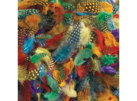 Peří dekorační kropenaté barevné 28g