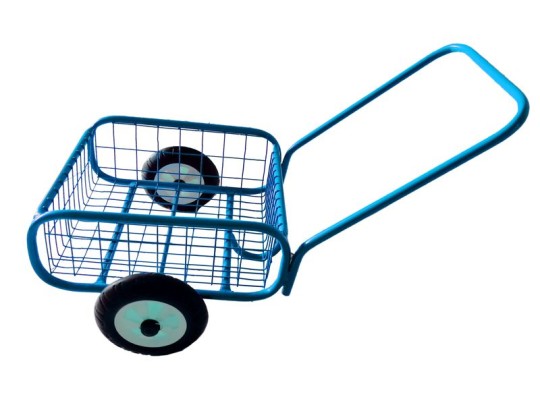 Dvoukolový vozík drátěný malý - modrá světlá