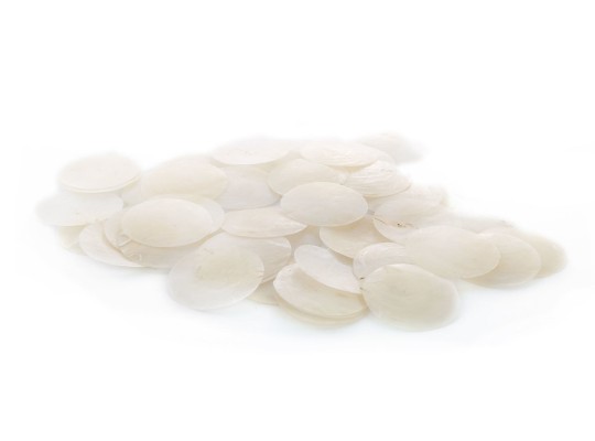 Mušle dekorační Capiz Shells pr. 6 cm bílá natural