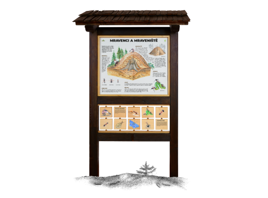 Informační tabule naučná dřevěná venkovní - Mraveniště L - prvek edukační