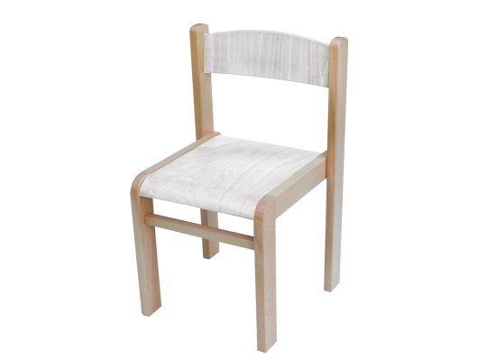 Dětská stohovatelná židlička bílá výška sedu 260 mm - masiv buk + překližka buk