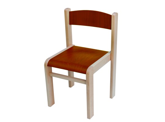 Dětská stohovatelná židlička hnědá tmavá výška sedu 420 mm - masiv buk + překližka buk