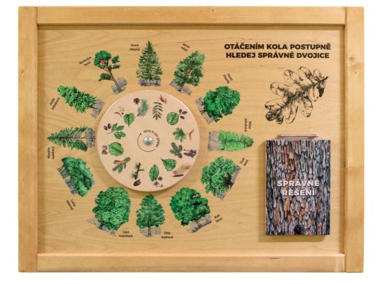 Informační tabule naučná/dřevěná nástěnná - Otočné kolo Stromy - prvek edukační