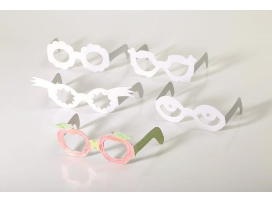 Kartonový výřez tvar k dekoraci Brýle karnevalové bílé - 10 ks