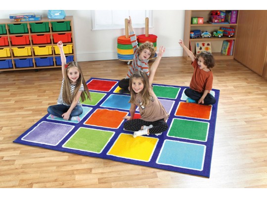 Dětský  koberec čtverec 200 x 200 cm bloky - duha