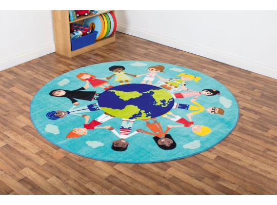 Dětský koberec kruh 200 cm svět a děti