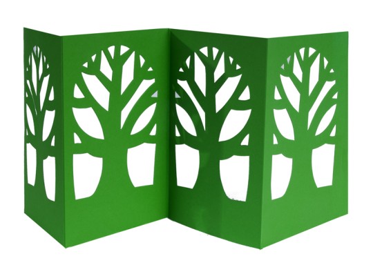Kartonový výřez tvar k dekoraci Leporelo zelené strom roční období 15x24,5 cm