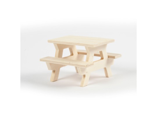 Dřevěný nábytek mini - Piknikový stůl s lavicí 8 x 5,5 cm - 1 ks
