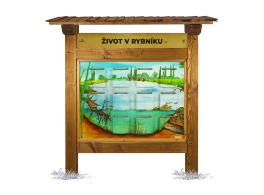 Informační tabule naučná dřevěná venkovní - Život v rybníku - prvek edukační