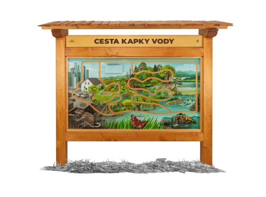 Informační tabule naučná dřevěná venkovní - Cesta kapky vody - prvek edukační