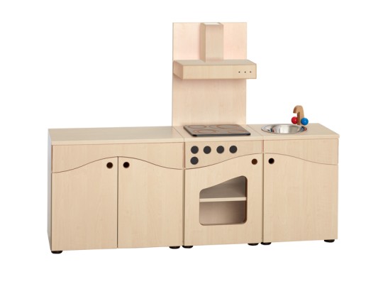 Dětská kuchyňka sestava Aurednik 1460x1100x380mm dřevěná přírodní dekor bříza
