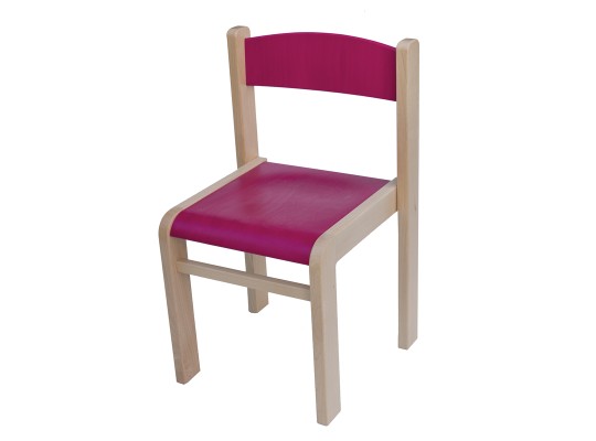 Dětská stohovatelná židlička růžová tmavá výška sedu 26 cm - masiv buk + překližka buk