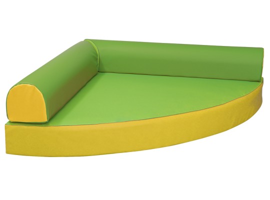 Molitanový kout sedací relaxační dvoubarevný - PUR pěna koženka limetková/žlutá